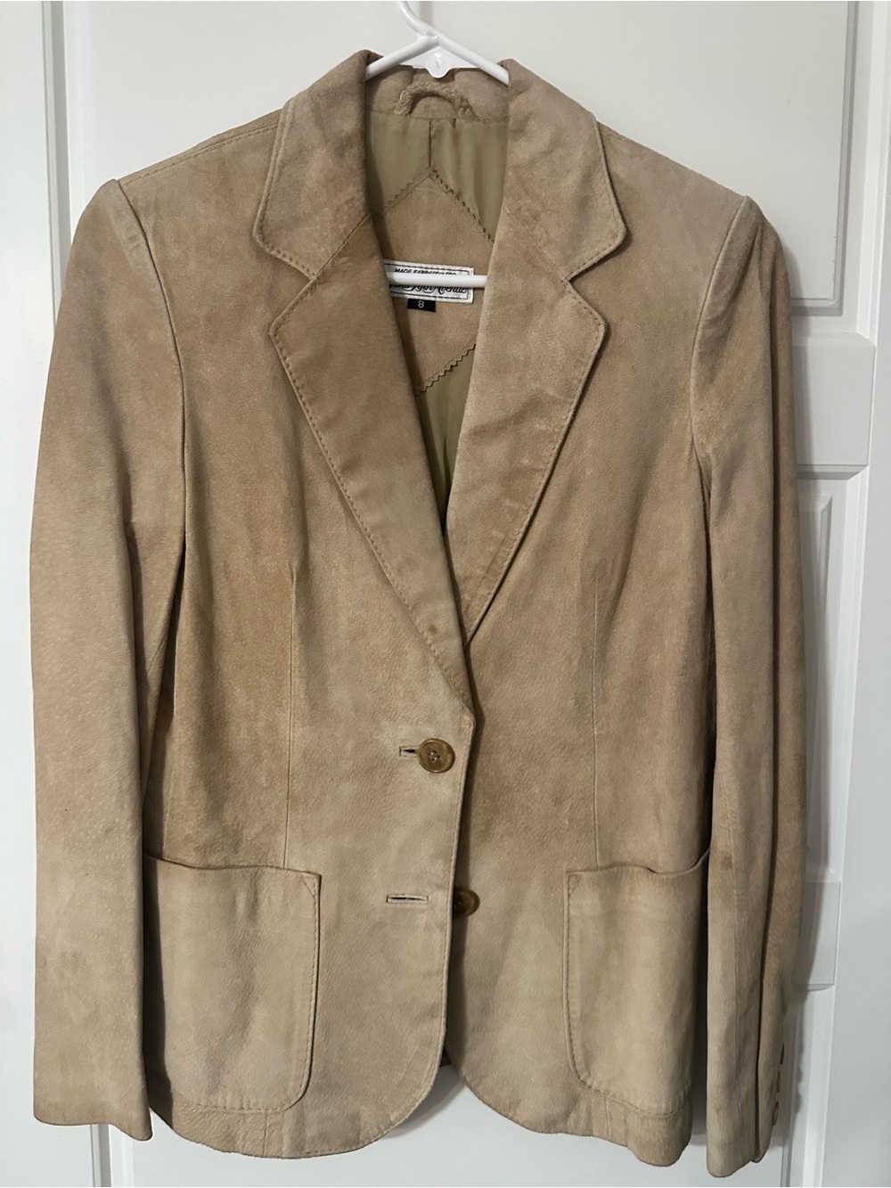 Saks Fifth Avenue Beige Suede Single-Breasted Blazer